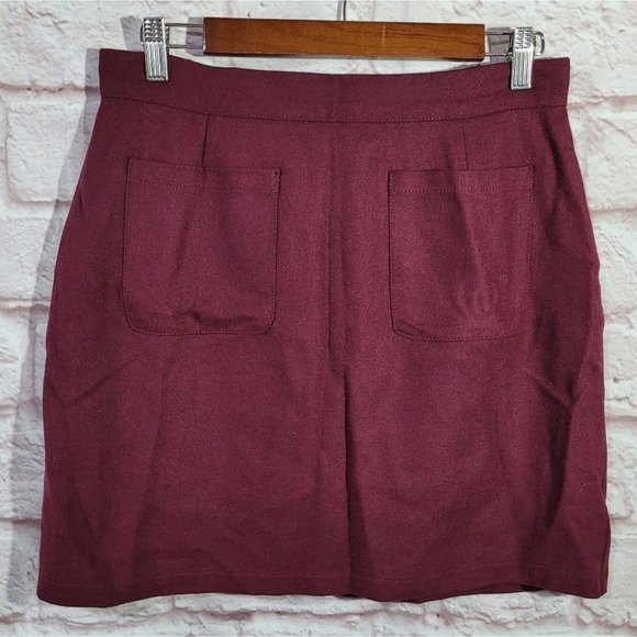Modcloth Burgundy Red Wool Pocketed Mini Skirt - Picture 1 of 12